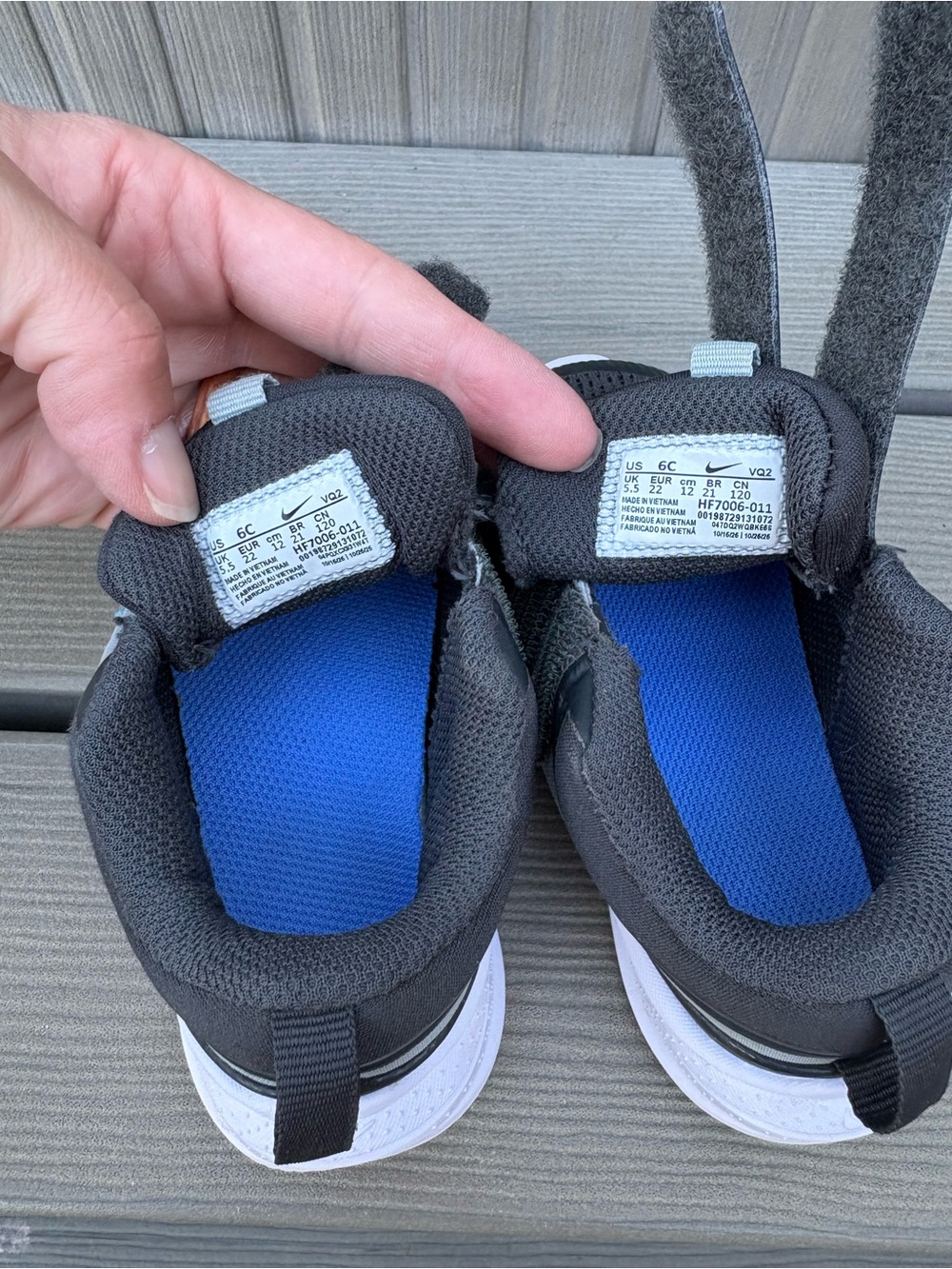 Nike Star Runner 5 Toddler Shoes 6C Black Gray Blue Crystal Easy Strap Sneaker - Picture 5 of 6